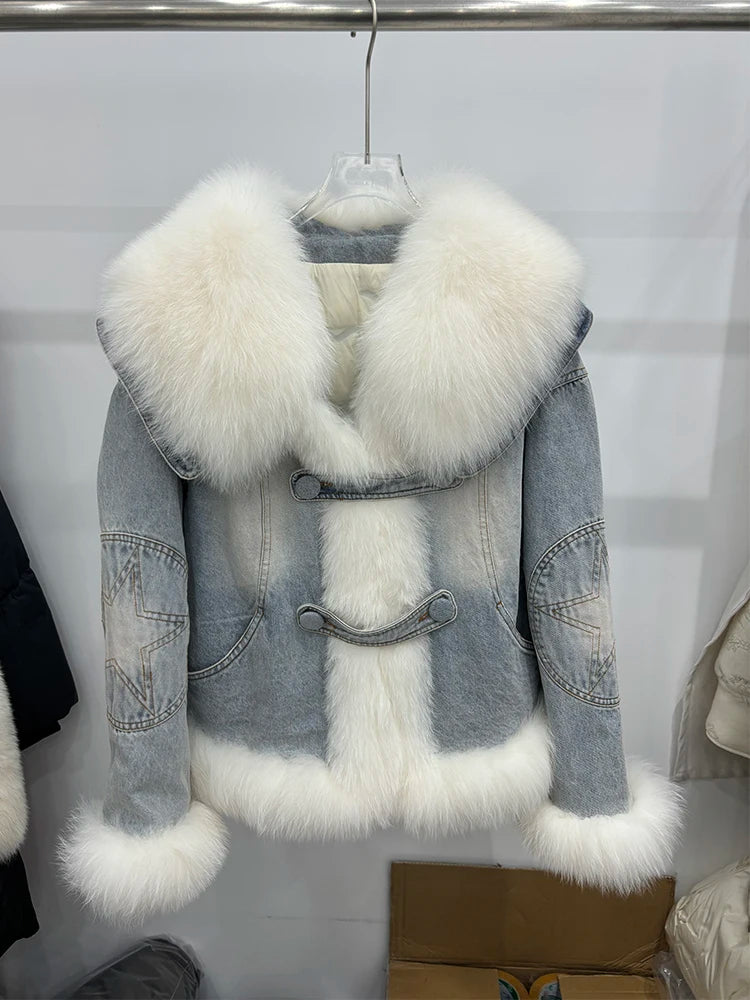 Jaqueta Jeans Feminina com Gola e Forro Peluciado – (Promoção de Inverno 2025)
