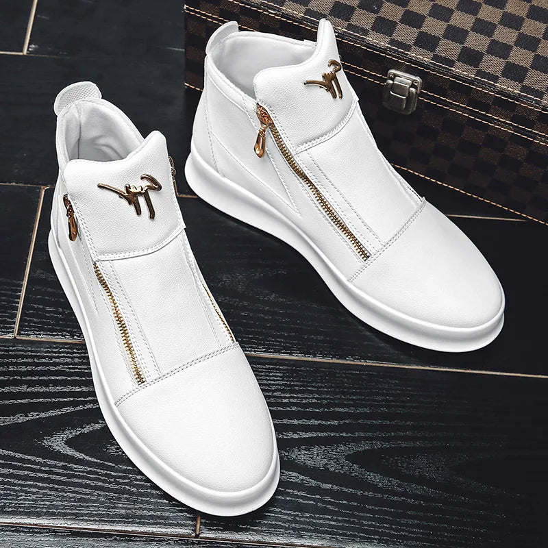 Bota Masculina de Luxo com Plataforma e Zíper (Promoção de Inverno 2025)