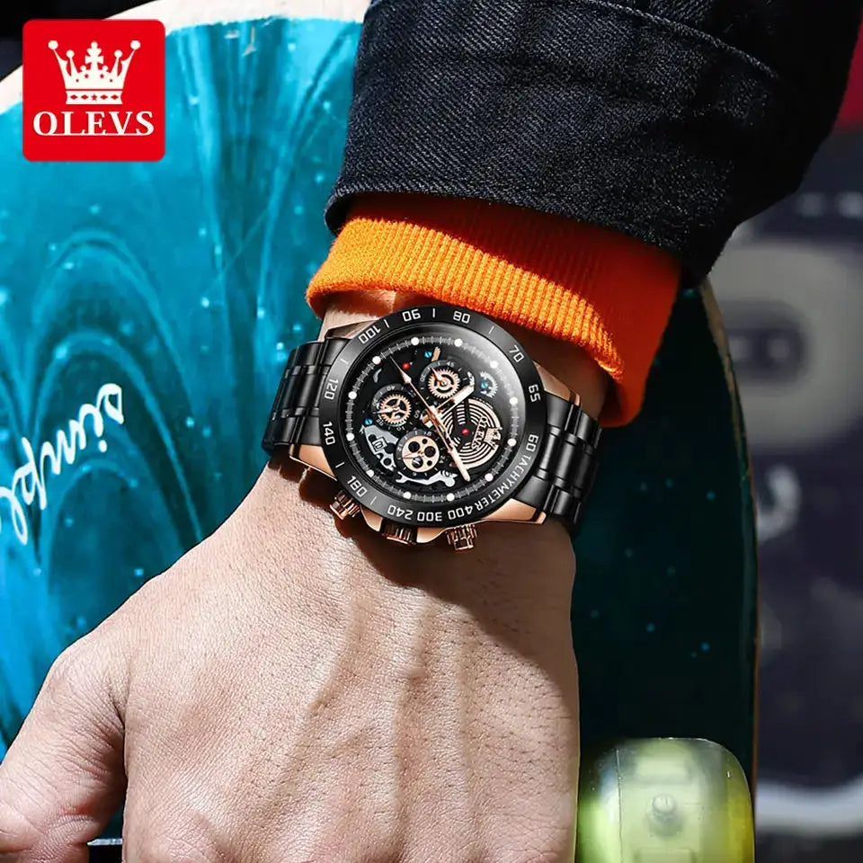 OLEVS Relógio Masculino Original Esqueleto Quartzo