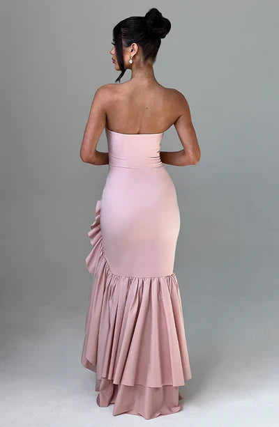 Vestido Longo com Fenda de Babados Modern Angelina