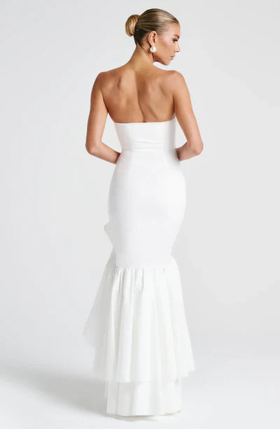 Vestido Longo com Fenda de Babados Modern Angelina
