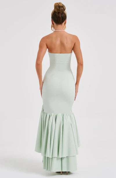 Vestido Longo com Fenda de Babados Modern Angelina
