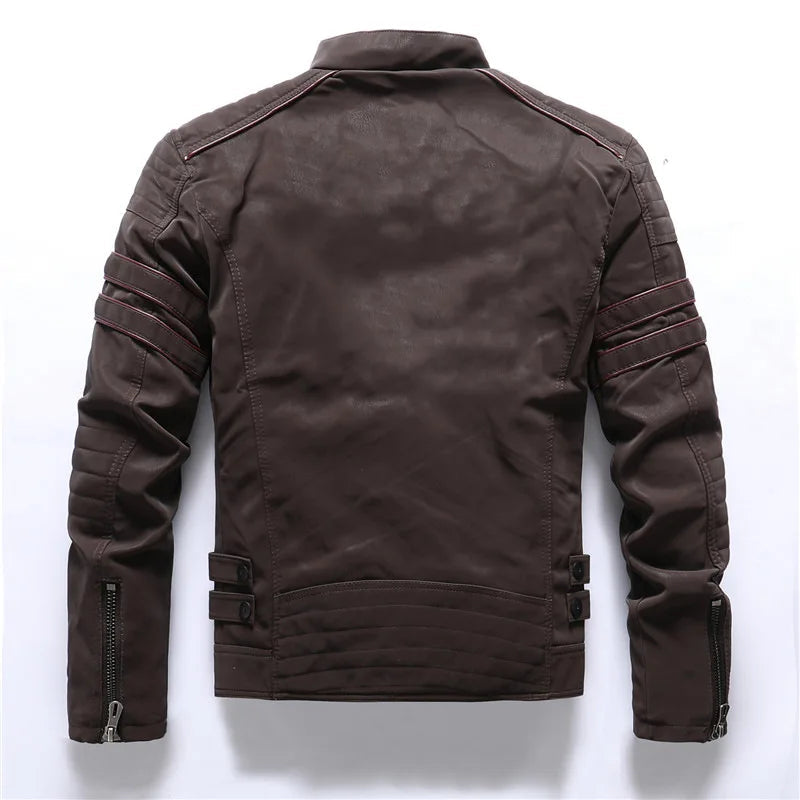 Jaqueta Masculina Estilo Motoqueiro com Forro Peluciado Acabamento Lavado – (Promoção de Inverno 2025)