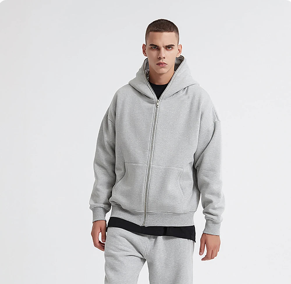 Jaqueta Masculina Moletom com Capuz Retrô e Zíper (Promoção de Inverno 2025)