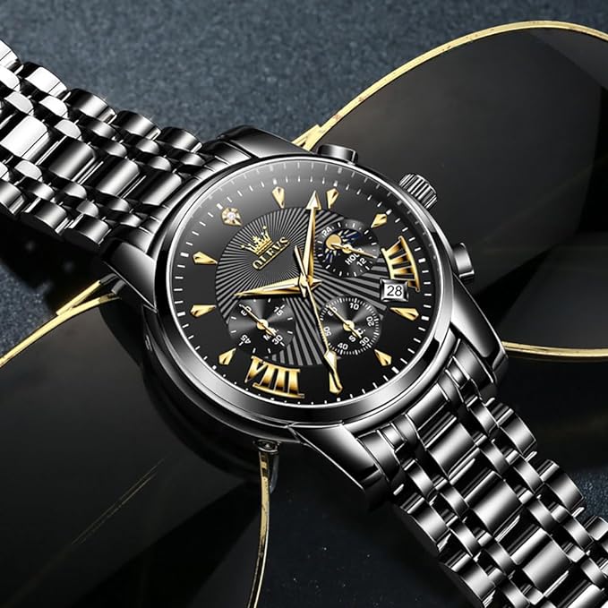Relógio Masculino Olevs Saint Laurent Black