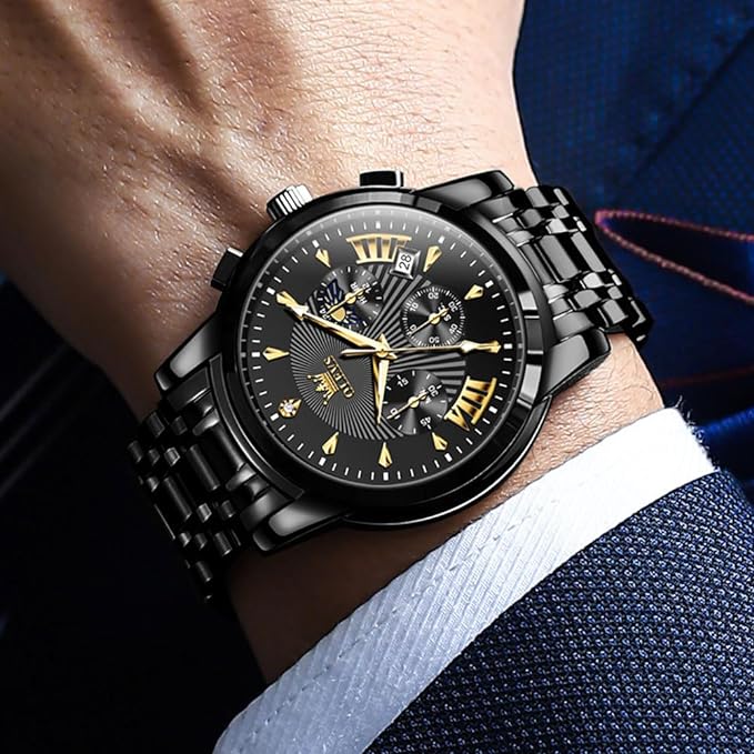 Relógio Masculino Olevs Saint Laurent Black