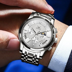 Relógio Masculino Olevs Saint Laurent Silver