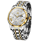 Relógio Masculino Olevs Saint Laurent Gold