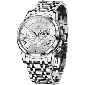 Relógio Masculino Olevs Saint Laurent Silver