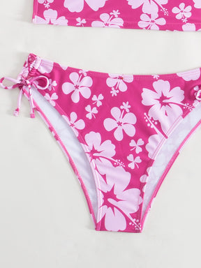 Biquíni Floral Halter Com Laços