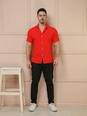 Camisa Social Masculino Manga Curta De Botão Lisa
