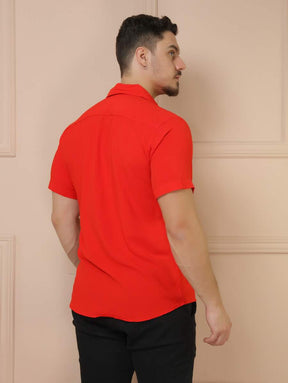 Camisa Social Masculino Manga Curta De Botão Lisa