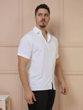 Camisa Social Masculino Manga Curta De Botão Lisa