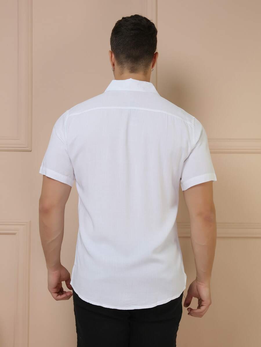 Camisa Social Masculino Manga Curta De Botão Lisa
