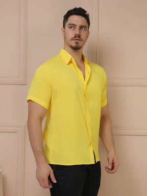 Camisa Social Masculino Manga Curta De Botão Lisa