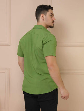 Camisa Social Masculino Manga Curta De Botão Lisa