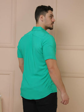 Camisa Social Masculino Manga Curta De Botão Lisa