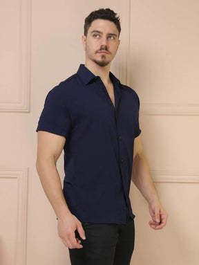 Camisa Social Masculino Manga Curta De Botão Lisa