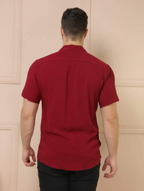 Camisa Social Masculino Manga Curta De Botão Lisa