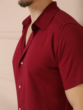 Camisa Social Masculino Manga Curta De Botão Lisa