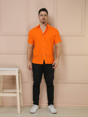 Camisa Social Masculino Manga Curta De Botão Lisa
