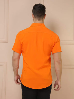 Camisa Social Masculino Manga Curta De Botão Lisa