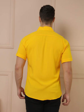 Camisa Social Masculino Manga Curta De Botão Lisa
