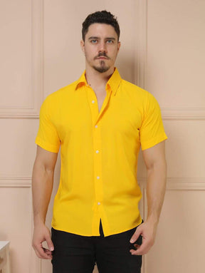 Camisa Social Masculino Manga Curta De Botão Lisa