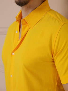 Camisa Social Masculino Manga Curta De Botão Lisa