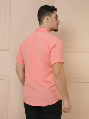 Camisa Social Masculino Manga Curta De Botão Lisa