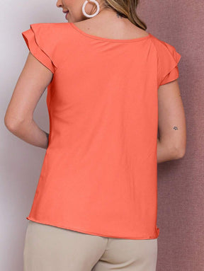 Blusa Feminina Babado Manga Curta Regata Moda Verão