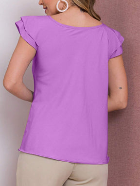 Blusa Feminina Babado Manga Curta Regata Moda Verão