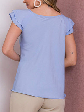Blusa Feminina Babado Manga Curta Regata Moda Verão