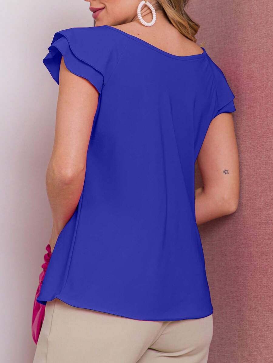 Blusa Feminina Babado Manga Curta Regata Moda Verão