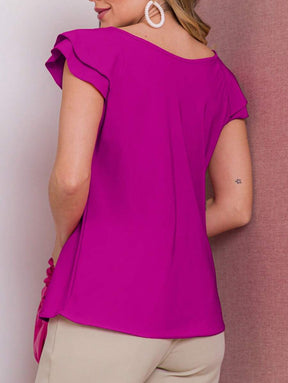 Blusa Feminina Babado Manga Curta Regata Moda Verão