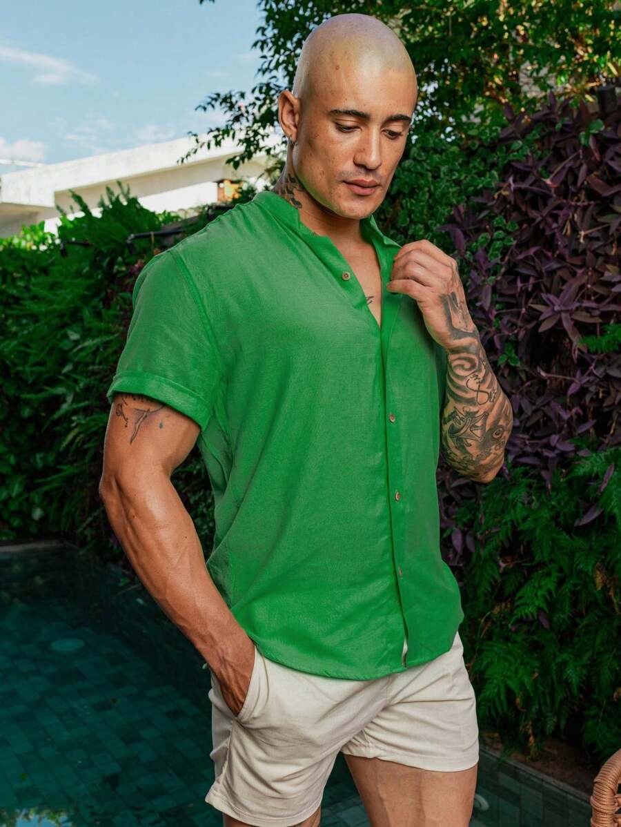 Camisa Masculina Manga Curta Gola Padre Qualidade Premium