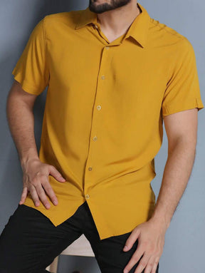 Camisa Social Masculino Manga Curta De Botão Lisa