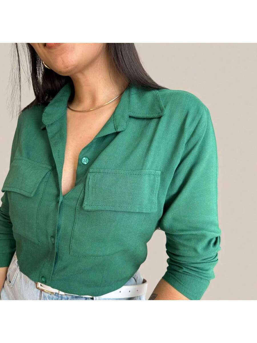 Camisa Social Feminina Manga Longa
