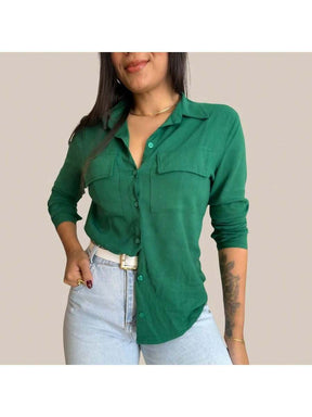 Camisa Social Feminina Manga Longa