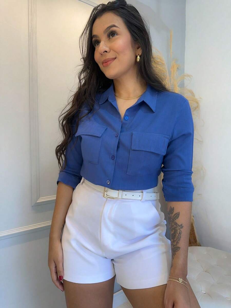 Camisa Social Feminina Manga Longa