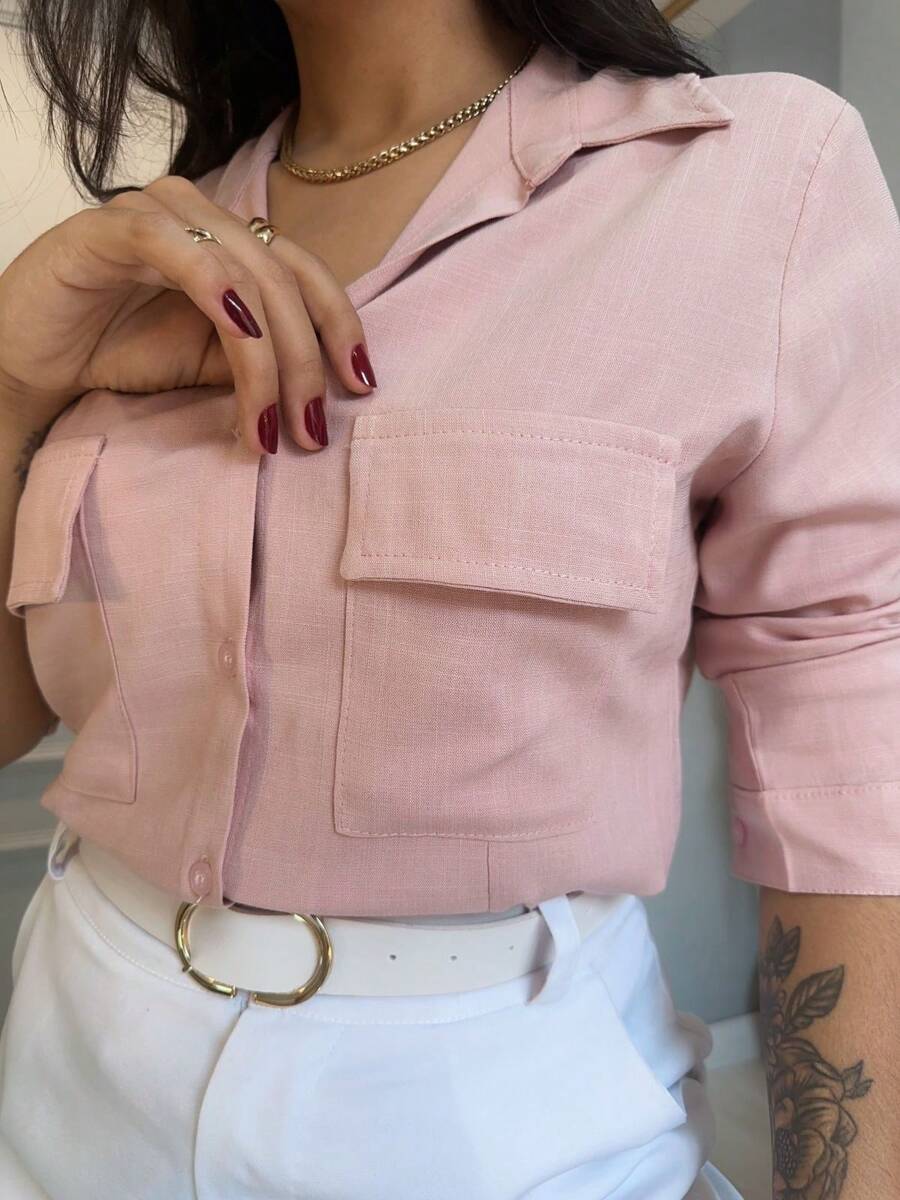 Camisa Social Feminina Manga Longa