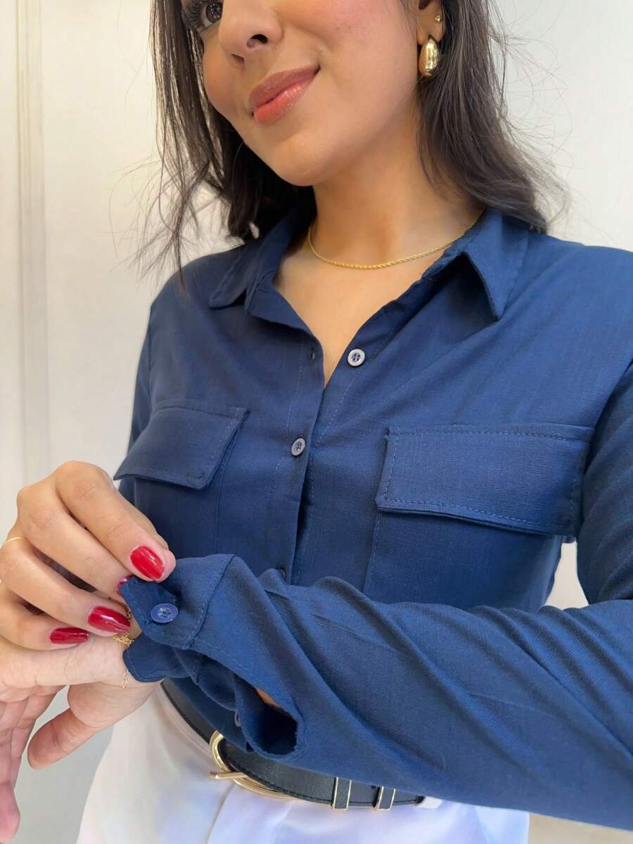 Camisa Social Feminina Manga Longa