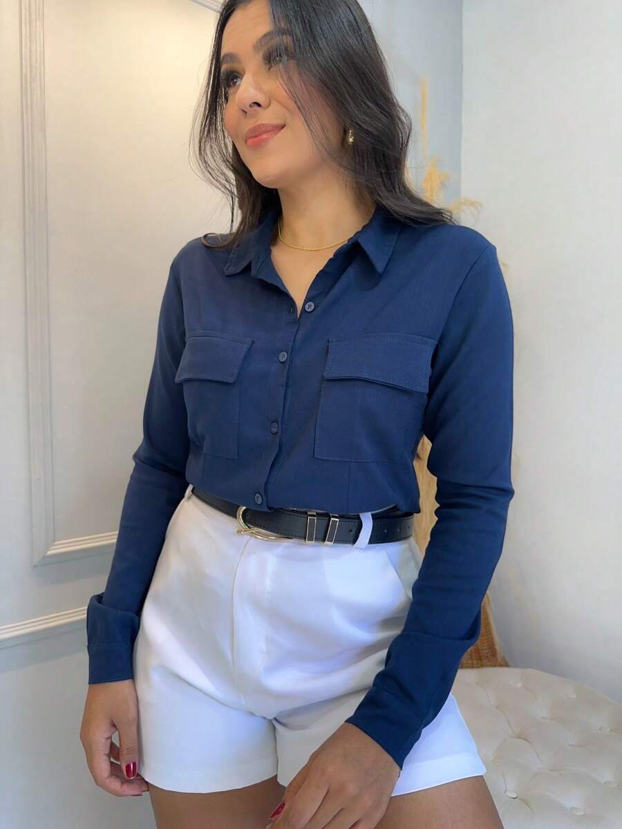 Camisa Social Feminina Manga Longa