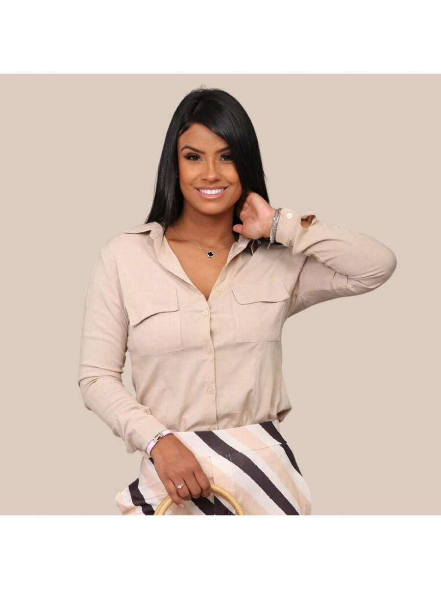 Camisa Social Feminina Manga Longa