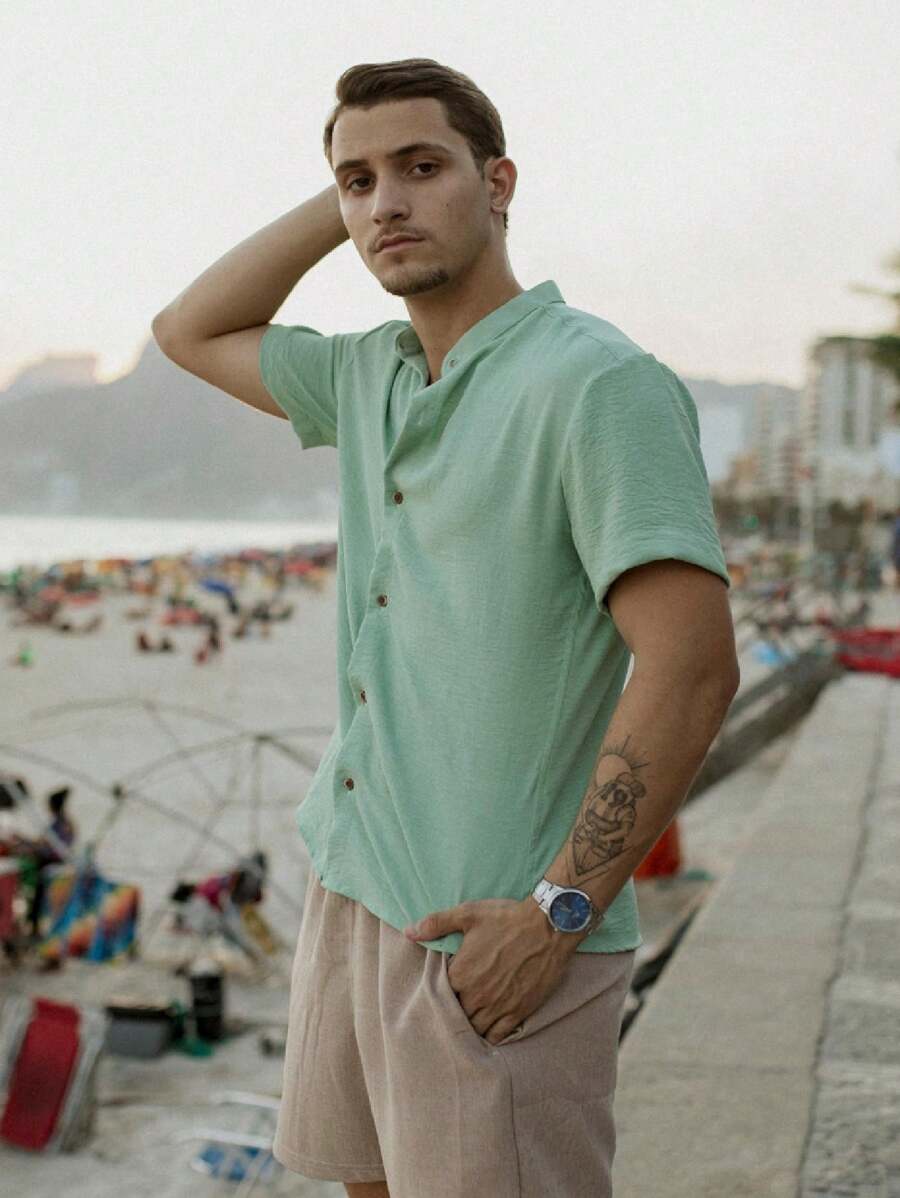 Camisa Masculina Manga Curta Gola Padre Qualidade Premium