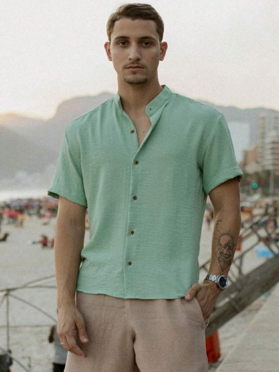 Camisa Masculina Manga Curta Gola Padre Qualidade Premium