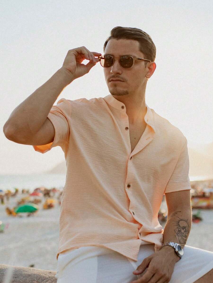 Camisa Masculina Manga Curta Gola Padre Qualidade Premium