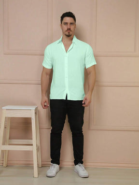 Camisa Social Masculino Manga Curta De Botão Lisa