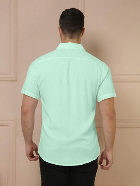 Camisa Social Masculino Manga Curta De Botão Lisa