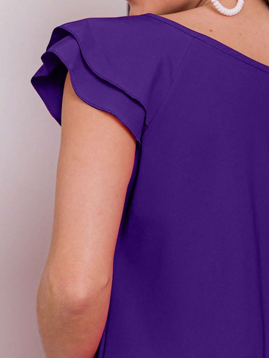 Blusa Feminina Babado Manga Curta Regata Moda Verão